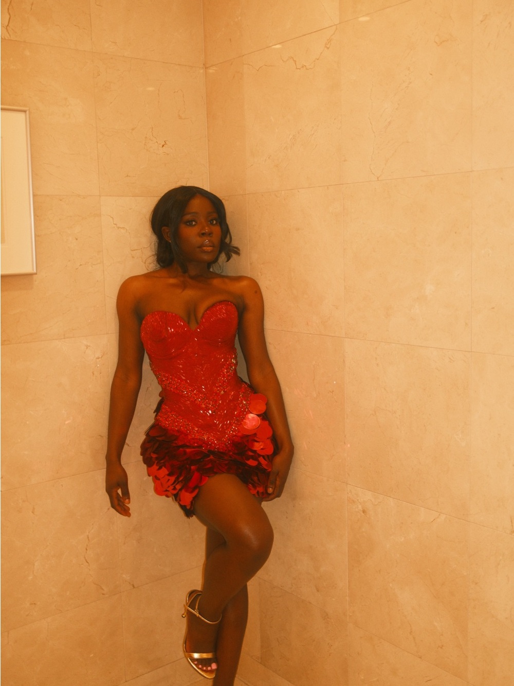 Prom: Red Strapless Sequin Mini Dress